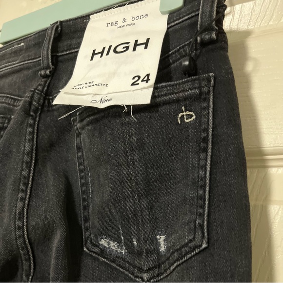 NWT $225 rag & bone | Nina | High Rise Cigarette | Button-fly Jeans in Grafton - Picture 8 of 16